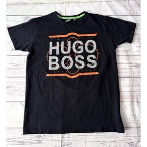 BOSS T-Shirt Mens Large Graphic Tee Logo Spellout Crew Neck Hugo Short Sleeve